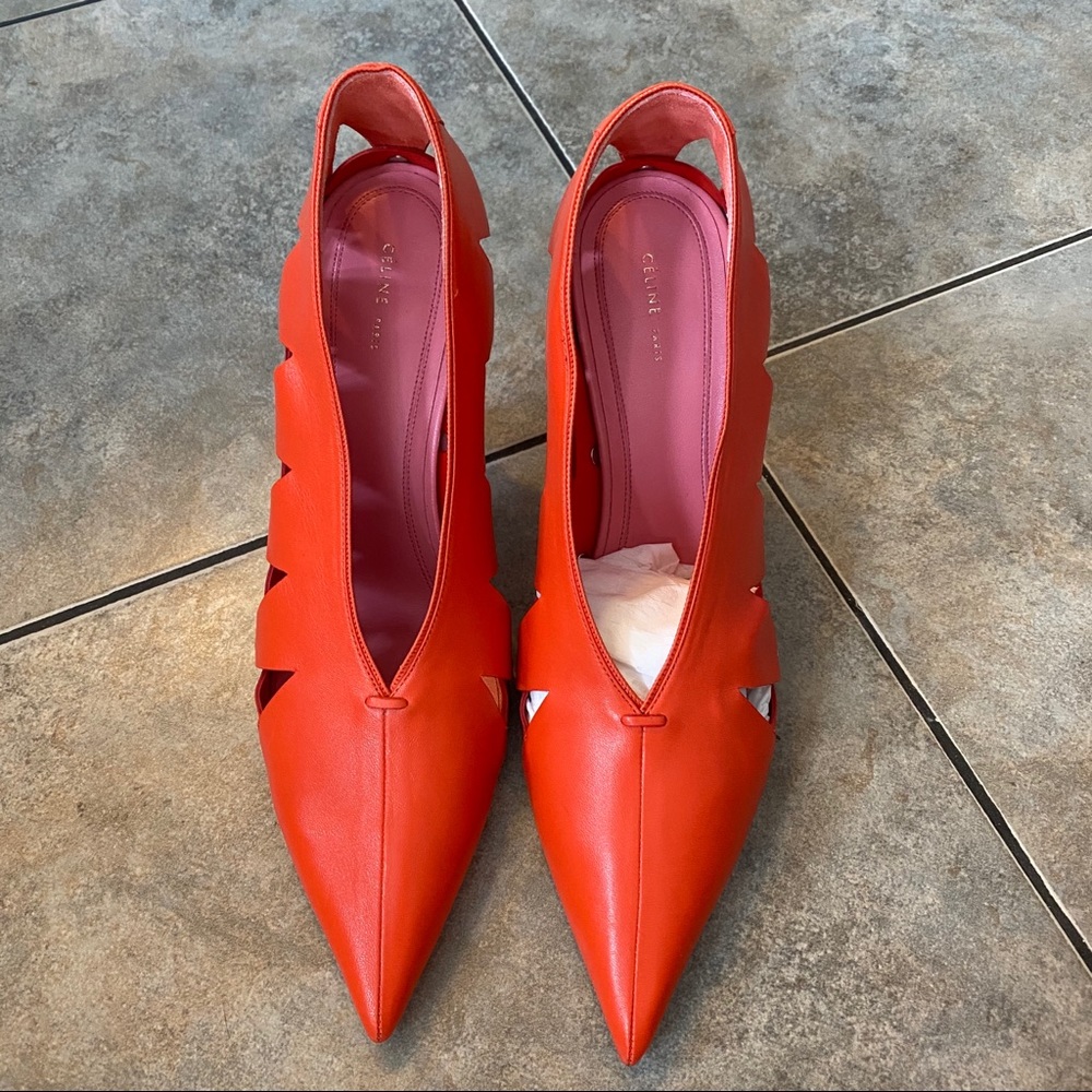 Nwt Celine Red Leather Pumps